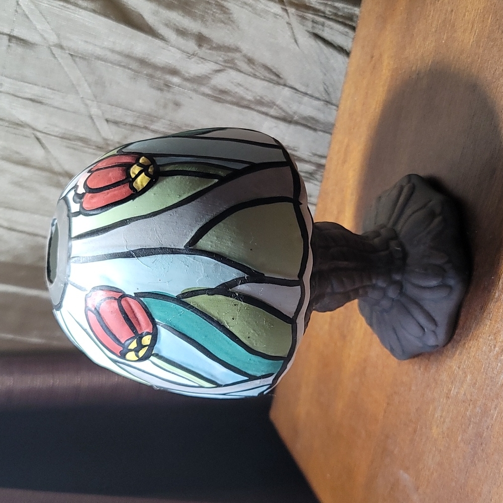 TIFFANY-STYLE Fairy Lamp Painted Ceramic